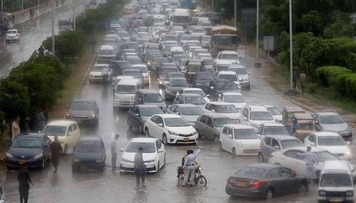 A view of Karachis traffic following heavy rains in the metropolitan city, on August 25, 2020. — Reuters