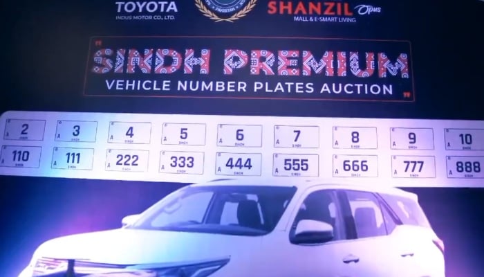 The image shows pictures of the number plates auctioned in the first phase. —Screengrab/X/ @sharjeelinam
