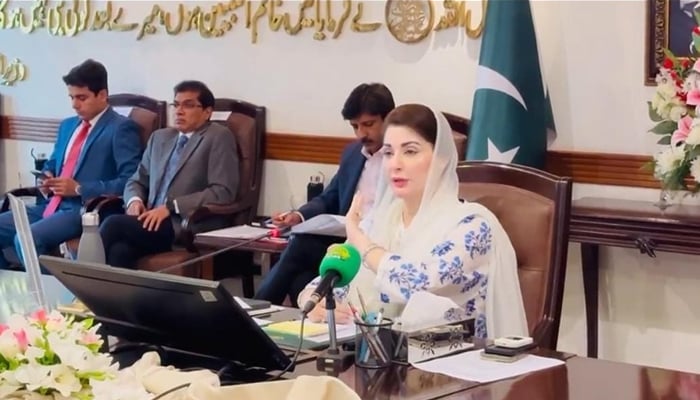 Punjab Chief Minister Maryam Nawaz gestures while charing an official meeting. — Instagram/bilalazharkayani.official