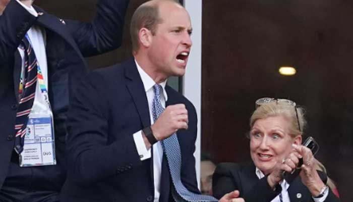 Prince William reacts as England beat Switzerland in Euro2024 quarter-final