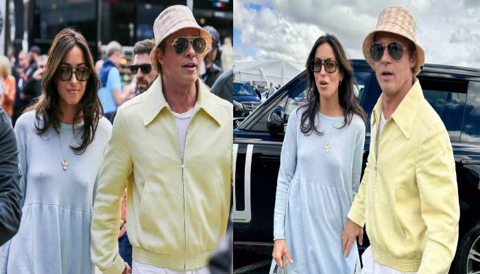 Brad Pitt, Ines de Ramon look loved-up as they attend British Grand Prix in England