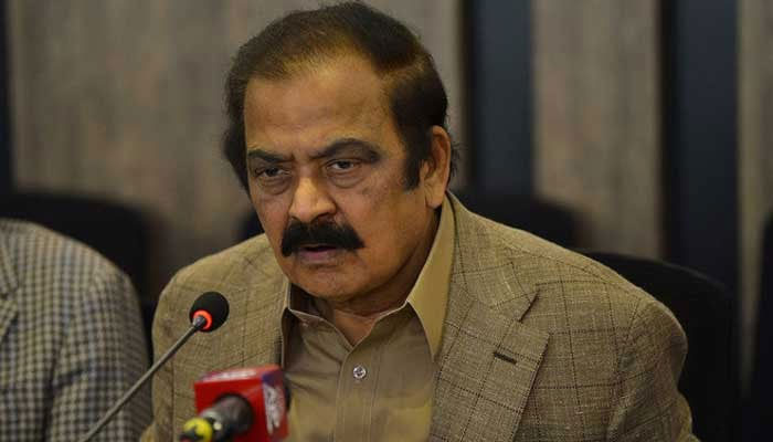 Senior PML-N leader and Prime Ministers Adviser on Political and Public Affairs Rana Sanaullah speaks at a press conference. — AFP