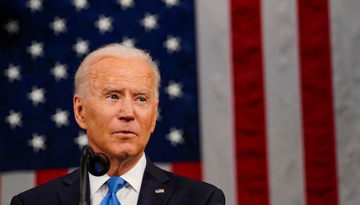 US President Joe Biden addresses a joint session of Congress in Washington, US, April 28, 2021. — Reuters