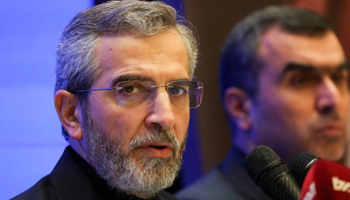 Irans acting foreign minister Ali Bagheri Kani speaks during a press conference at the Iranian embassy in Beirut, Lebanon June 3, 2024. — Reuters