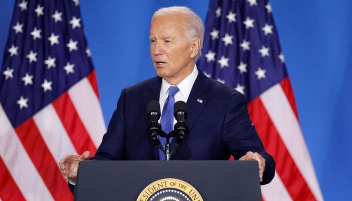 US President Joe Biden holds news conference at the 2024 NATO Summit on July 11, 2024 in Washington, DC. NATO leaders convene in Washington this week for the annual summit to discuss future strategies and commitments and mark the 75th anniversary of the alliance’s founding. — AFP