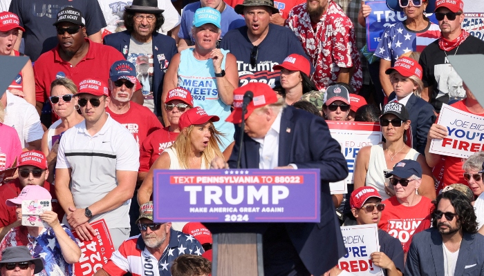 Republican presidential candidate and former US President Donald Trump reacts after gunfire rang out during a campaign rally at the Butler Farm Show in Butler, Pennsylvania, US, on July 13, 2024. —Reuters