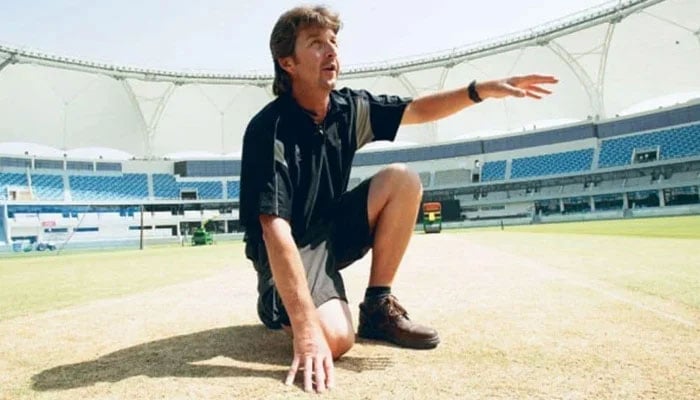 Tony Hemming gestures while visiting a pitch at a cricket stadium. — Dubai Sports City/File