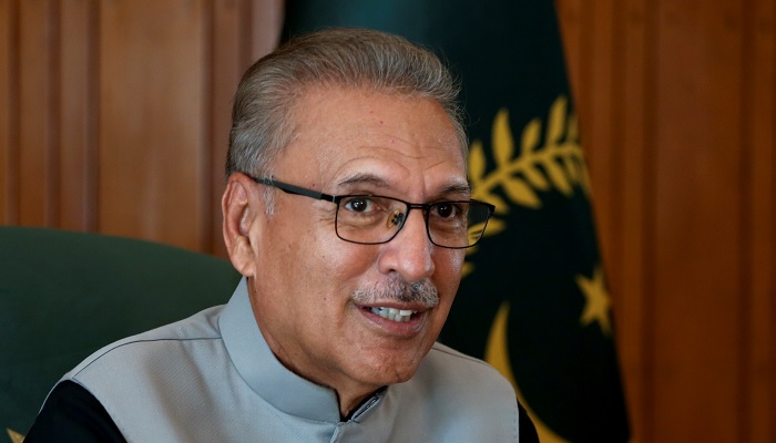 Arif Alvi speaks with Reuters in an interview after Pakistans presidency was recognised as the worlds first presidential secretariat running on clean energy, in Islamabad, Pakistan October 27, 2021. — Reuters