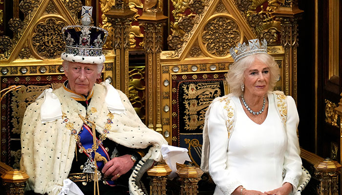 King Charles III looks up as he waits to read the Kings Speech, as Queen Camilla sits beside him during the State Opening of Parliament in the House of Lords, London, Wednesday, July 17, 2024. — Reuters