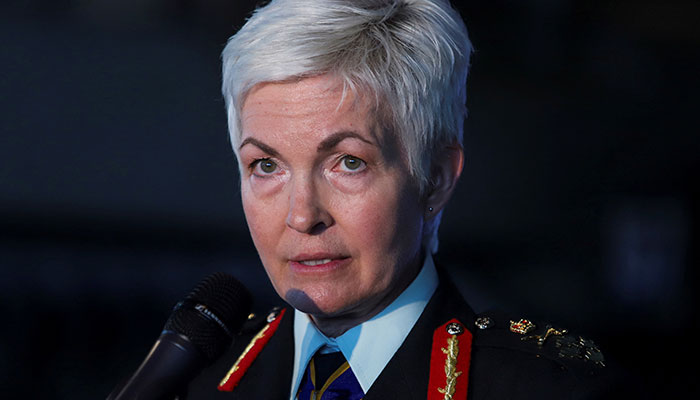 General Jennie Carignan speaks to reporters after a change of command ceremony where she replaced General Wayne Eyre as the Canadian Armed Forces new chief of defence staff, in Ottawa, Ontario, Canada July 18, 2024. — Reuters