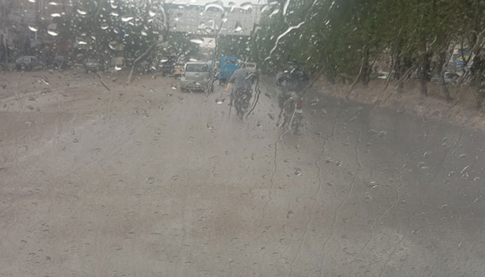 An image of a cars windscreen during rain in Karachi on July 21, 2024. — Geo.tv