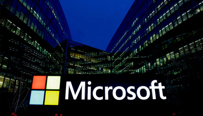 A view shows a Microsoft logo at Microsoft offices in Issy-les-Moulineaux near Paris, France, March 25, 2024. — Reuters