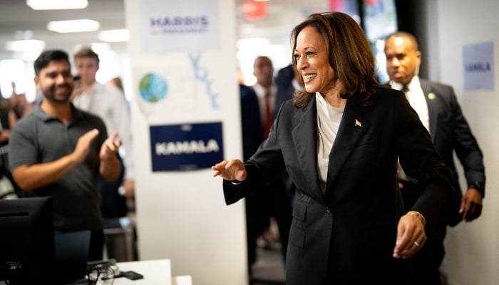 US Vice President Kamala Harris arrives at her Presidential Campaign headquarters in Wilmington, US, on July 22, 2024. —Reuters