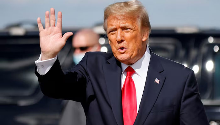 Former US president Donald Trump arrives at the Palm Beach International Airport in West Palm Beach, Florida, US on January 20, 2021 — Reuters