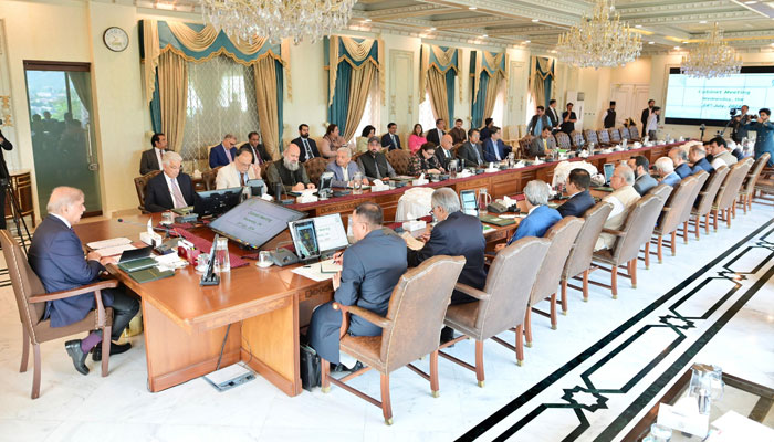 Prime Minister Shehbaz Sharif chairing a meeting of the federal cabinet in Islamabad on July 24, 2024. — APP