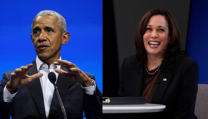 Former and first black president of the US Barack Obama (left) and first female and current Vice President of the US Kamala Harris. — Reuters/File