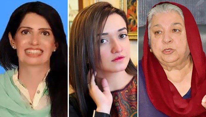 (From left): PTI leaders, Aliya Hamza Malik, Sanam Javed and Dr Yasmin Rashid. — National Assembly/File, Facebook/DrYasminRashid and Instagram/sanamjavaidkhan