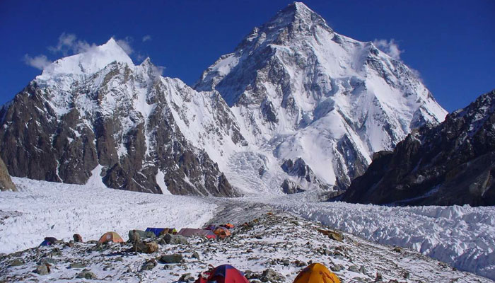 In this photo released on May 18, 2017, Pakistans mountain K2 is seen pictured from its base camp. — Facebook/Adventure Foundation Pakistan AFP/File