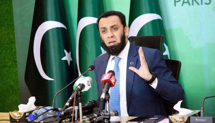 Federal Information Minister Attaullah Tarar addressing a press conference in Islamabad on May 18, 2024. — APP