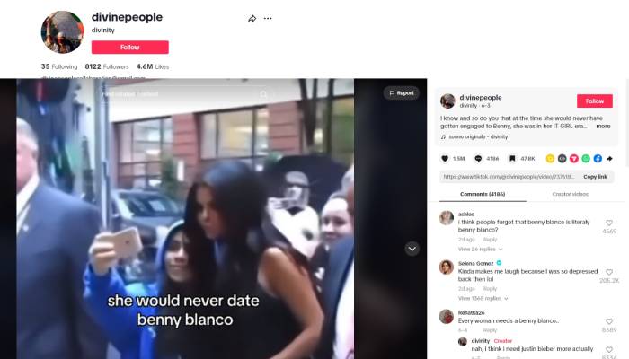 Selena Gomez shuts down Benny Blanco hate in new Bieber-themed TikTok