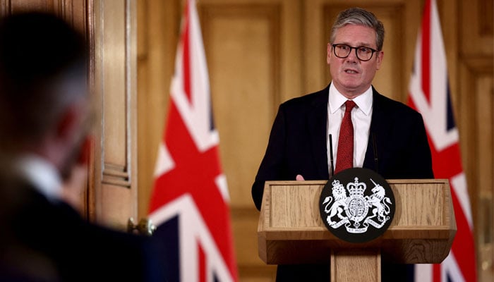 Britains Prime Minister Keir Starmer delivers a speech during a press conference, following clashes after the Southport stabbing, at 10 Downing street in central London, Britain, August 1, 2024. — Reuters