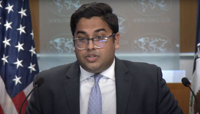 State Department Principal Deputy Spokesperson Vedant Patel speaks during a presser. — Screengrab via YouTube/US Department of State