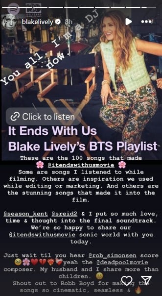 Blake Lively unveils It Ends With Us soundtrack secrets