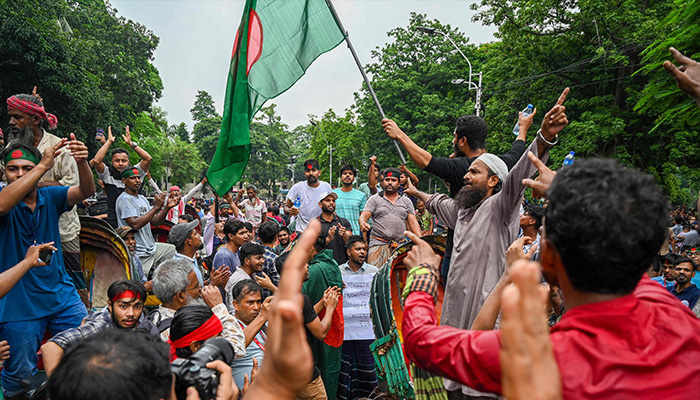 Anti-Discrimination Student Movement held a rally at Central Shaheed Minar in Dhaka on August 3, 2024, to demand justice for the victims killed in the recent countrywide violence during anti-quota protests. — AFP