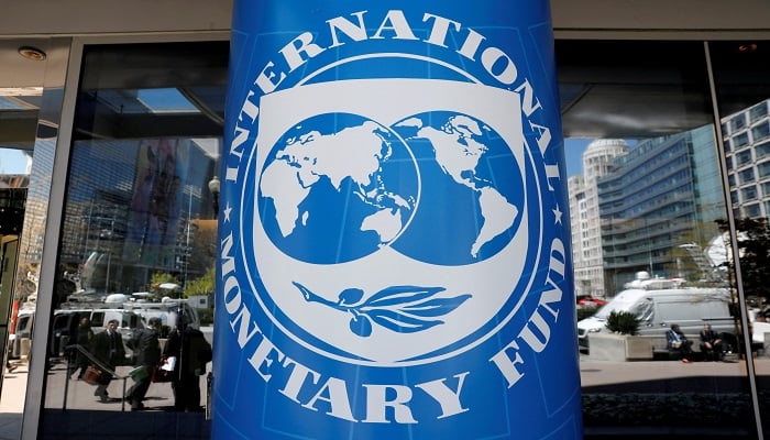 The International Monetary Funds logo is seen outside the global lenders headquarters in Washington, US, April 20, 2018.— Reuters