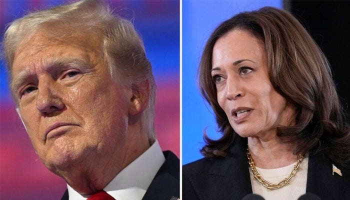 Kamala Harris (R) denies the new plan of Trump to debate on September 4. —AFP