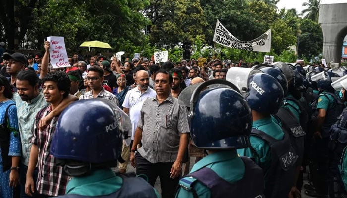 Bangladeshis gathered for a protest in Dhaka in this undated image. —AFP/File