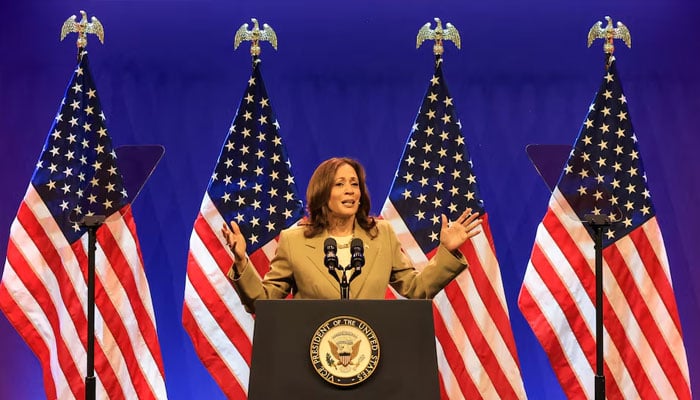 US Vice President Kamala Harris speaks at an Asian and Pacific Islander American Vote (APIAVote) presidential town hall in Philadelphia, Pennsylvania, US, July 13, 2024. — Reuters