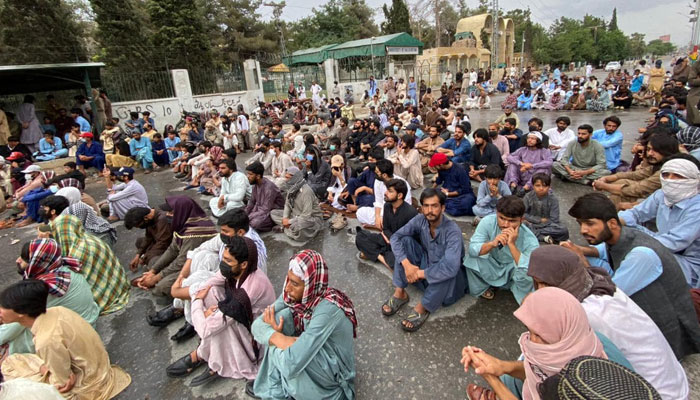 BYC protesters pictured at their ongoing sit-in in Balochistan on August 4, 2024. —  Facebook/Baloch Yakjehti Committee