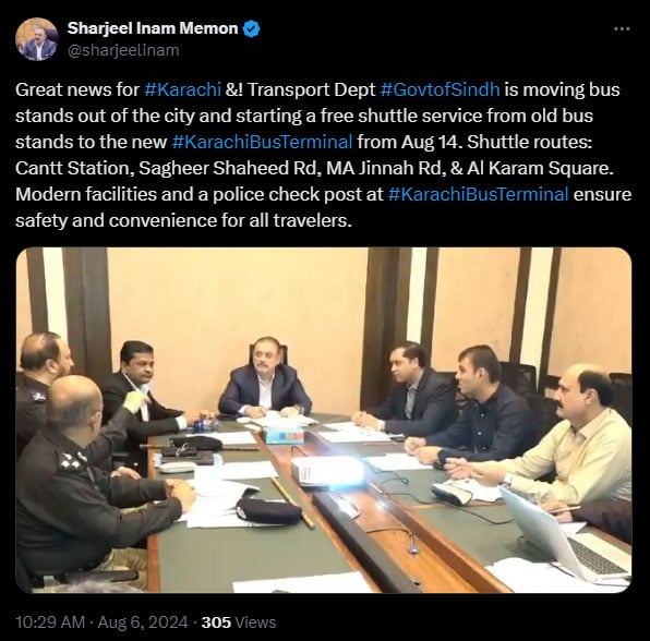 The screengrab of a tweet posted by Sindh Senior Minister Sharjeel Inam Memon. — X/@sharjeelinam