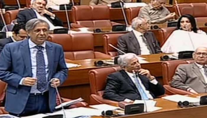 Federal Minister for Law Azam Nazeer Tarar speaking in the Senate during debate on proposed bill. — YouTube/PTVPaliament