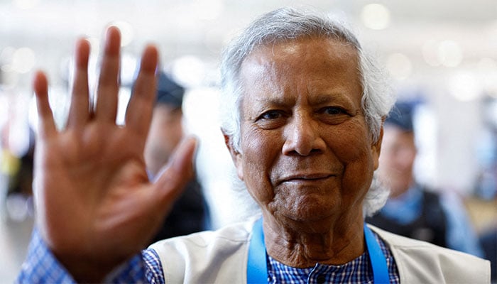 Muhammad Yunus at the Paris Charles de Gaulle airport in Roissy-en-France, Paris, France on August 7, 2024. — Reuters