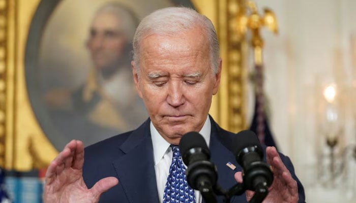 US President Joe Biden gestures as he delivers remarks at the White House in Washington, US, February 8, 2024. — Reuters