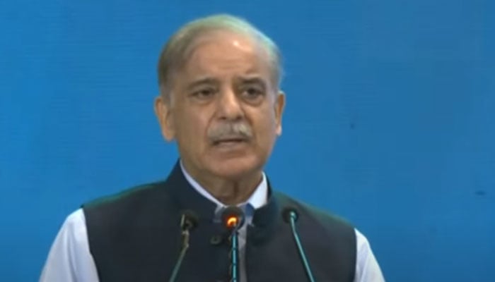 PM Shehbaz Sharif speaks during Ulema, Mashaikh Conference in Islamabad on August 8, 2024. — Screengrab via Geo News