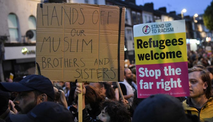 Protest in Britain. —Reuters