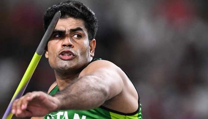 Pakistans Arshad Nadeem competes in the mens javelin throw final during the World Athletics Championships at the National Athletics Centre in Budapest on August 27, 2023. — AFP