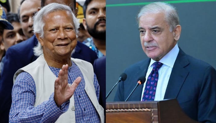 A combination of images showing Nobel Laureate Muhammad Yunus (left) and Prime Minister Shehbaz Sharif. — Reuters/Sabah/Files