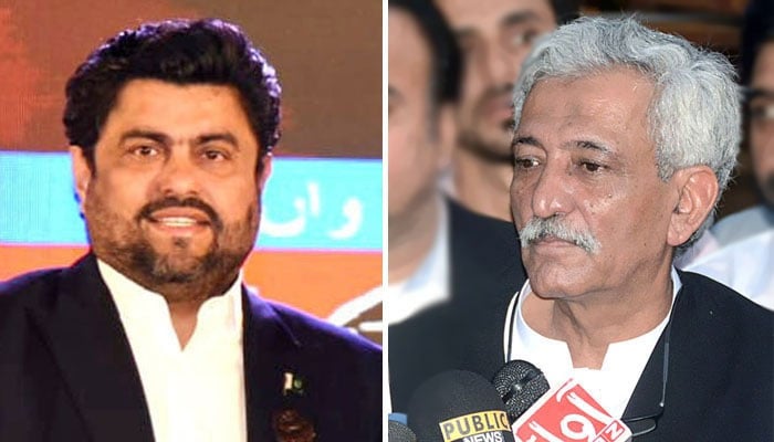 Sindh governor Kamran Khan Tessori (Left) and PML-N Sindh President Bashir Memon. — NNI and APP/Files