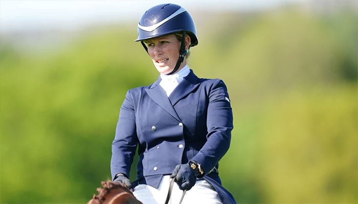 Zara Tindall dons equestrian gear for Hartpury International horse trials.