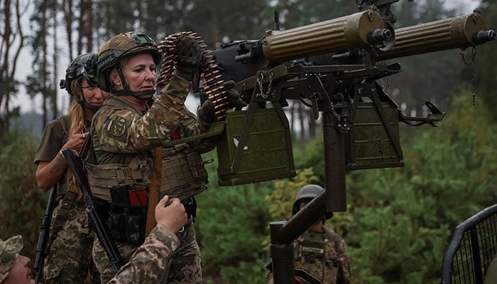 Members of the female anti-drone mobile air defence unit Bucha Witches from military Volunteer formation of Bucha territorial community, attend exercises, amid Russias attack on Ukraine, near the town of Bucha in Kyiv region, Ukraine August 3, 2024. — Reuters