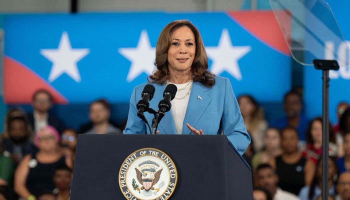 US Vice President and Democratic presidential candidate Kamala Harris speaks at the Hendrick Center for Automotive Excellence on the Scott Northern Wake Campus of Wake Tech Community College in Raleigh, North Carolina, on August 16, 2024. —AFP