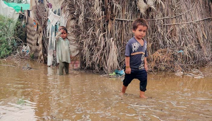 View of stagnant rainwater that entered in the houses in low-lying areas after heavy downpours of monsoon season, in Sukkur on August 18, 2024. — PPI