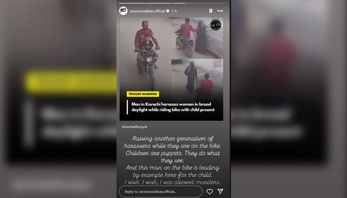 A screenshot of Zara Noor Abbass Instagram Story. — Instagram/@zaranoorabbas.official