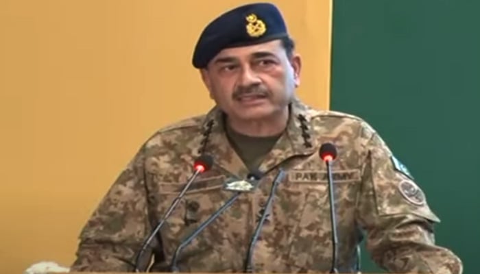 COAS General Syed Asim Munir addresses the National Youth Convention in Islamabad on August 21, 2024. — Screengrab via Geo News