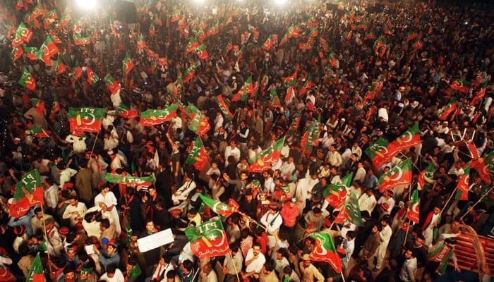 PTI activists can be seen at Parade Ground in Islamabad during a party gathering in 2016. — File