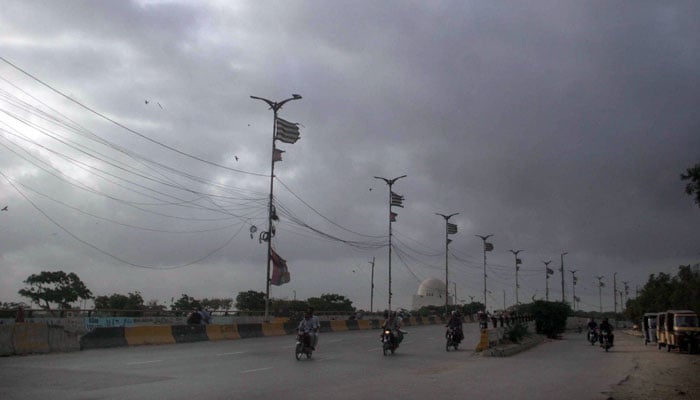 A view of dark clouds on the sky in evening hours, in Karachi on August 22, 2024. — Online